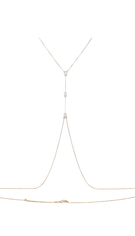 Afrodite Triple Diamond Bodychain - Nisi Jewelry - Delux Jewels  Luxury jewelry  Fine jewelry  Designer jewelry  High-end jewelry  Premium jewelry  Elegant jewelry Diamond rings  Gold necklaces  Gemstone earrings  Luxury bracelets  Statement jewelry  Wedding bands  Engagement rings  Custom jewelry Buy luxury jewelry online  Affordable luxury jewelry  Handmade fine jewelry  Jewelry for gifts  Unique jewelry pieces  Jewelry store online